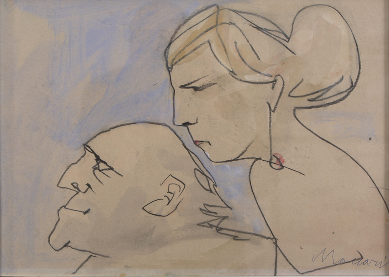 "Coppia di profilo" (disegno), Maccari Mino (1960-1980)
